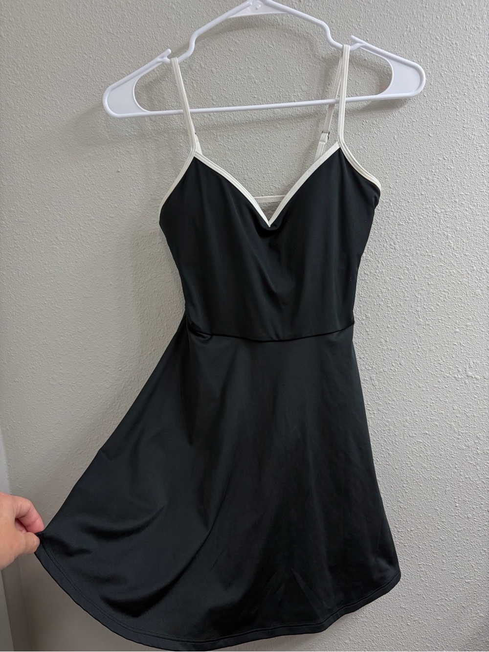 Gilly Hicks Black Mini Slip Dress with Ivory Trim